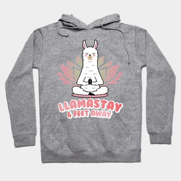 Llamastay 6 feet away Hoodie by Digifestas